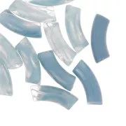 35x11mm Clear acrylic curved tube beads - Marbled Blue Grey x6