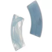 Curved tube beads 35x11 mm in transparent acrylic - Marbled Blue Grey x6