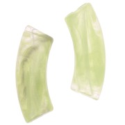 35x11mm Clear acrylic curved tube beads - Anise green marbled x6