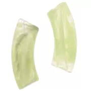 Curved tube beads 35x11 mm in transparent acrylic - Marbled Anise Green x6