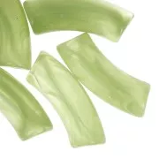 Curved tube beads 35x11 mm in transparent acrylic - Apple Green Marble x6