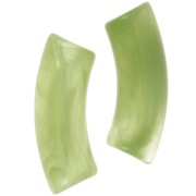 Clear acrylic curved tube beads 35x11 mm - Apple Green Marble x6