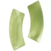 Clear acrylic curved tube beads 35x11 mm - Apple Green Marble x6