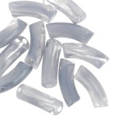35x11mm Clear acrylic curved tube beads - Marbled Grey x6|raw }}