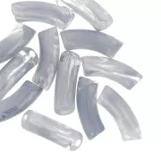 35x11mm Clear acrylic curved tube beads - Marbled Grey x6