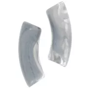 Curved tube beads 35x11 mm in transparent acrylic - Marbled Grey x6