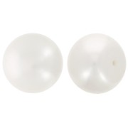 Semi-perforated cabochons 10.5 mm - White Iridescent freshwater pearls x2|raw }}