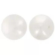 Semi-perforated cabochons 10.5 mm - White Iridescent freshwater pearls x2