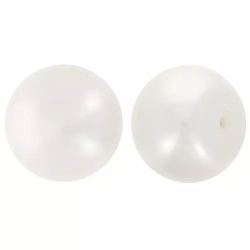 Semi-perforated cabochons 10.5 mm - White Iridescent freshwater pearls x2