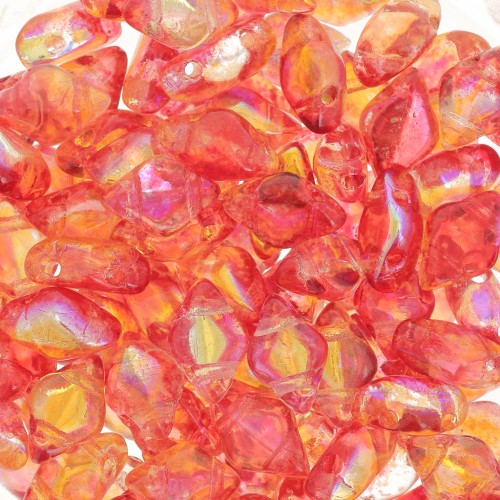 8x5mm Gemduo 2-hole glass beads - Summer Rainbow Orange x10g