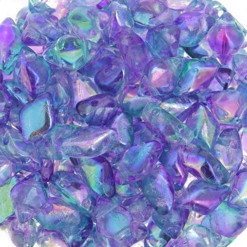 8x5mm Gemduo 2-hole glass beads - Summer Rainbow Light Blue x10g