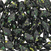8x5mm Gemduo 2-hole glass beads - Jet Discolored Green x10g|raw }}