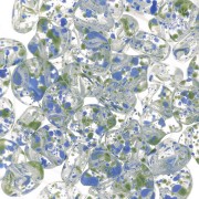 7.5x7.5mm 2-holes Glass beads Ginko Duo - Confetti Discolor Splash Blue x10g|raw }}