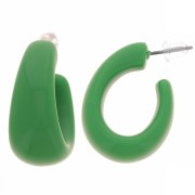 27mm wide hoop earrings in opaque resin - Fir green x2|raw }}
