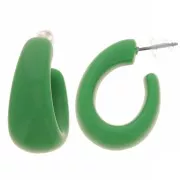 27mm wide hoop earrings in opaque resin - Fir green x2