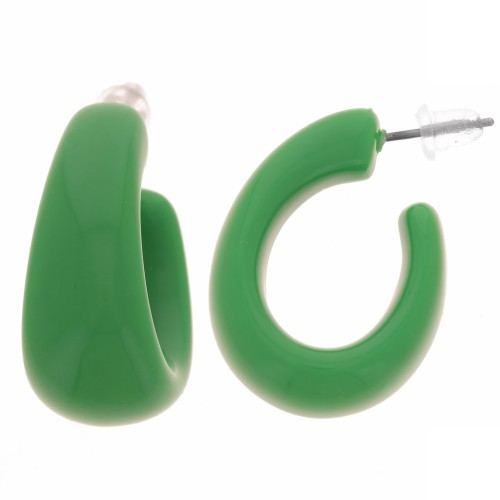 27mm wide hoop earrings in opaque resin - Fir green x2