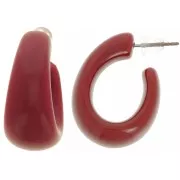 27mm wide hoop earrings in opaque resin - Burgundy x2