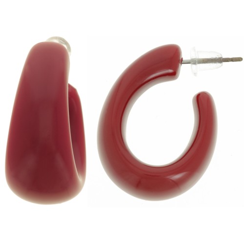 27mm wide hoop earrings in opaque resin - Burgundy x2