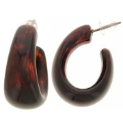27mm wide hoop earrings in transparent resin - Marbled amber x2