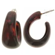 Earrings - Créoles larges 27 mm en résine translucide - Ambre marbré x2 Créoles larges 27 mm en résine translucide - Ambre marbré x2