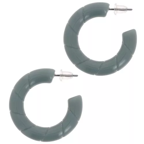 31mm Twisted hoop earrings in opaque resin - Celadon x2