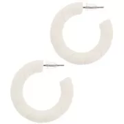 31mm Twisted hoop earrings in opaque resin - Ecru x2