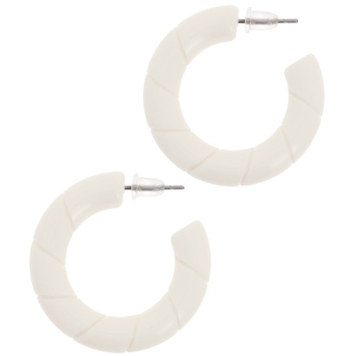 31mm Twisted hoop earrings in opaque resin - Ecru x2
