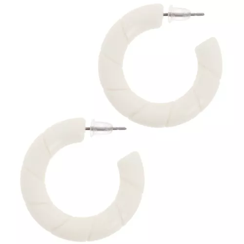 31mm Twisted hoop earrings in opaque resin - Ecru x2