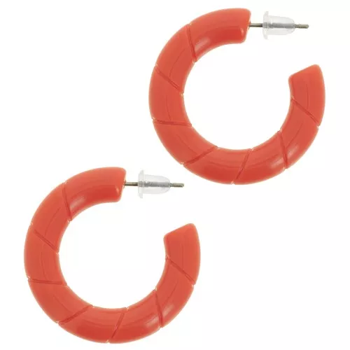 31mm Twisted hoop earrings in opaque resin - Terracotta x2