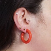 31mm Twisted hoop earrings in opaque resin - Terracotta x2