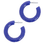 31mm Twisted hoop earrings in opaque resin - Dark blue x2