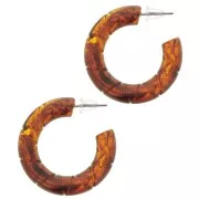 Earrings - Créoles torsadées 31 mm en résine translucide - Ambre marbré x2 Créoles torsadées 31 mm en résine translucide - Ambre marbré x2