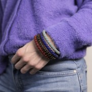 64mm Opaque Resin Twisted Bangle with Gold Wire - Dark Blue x1