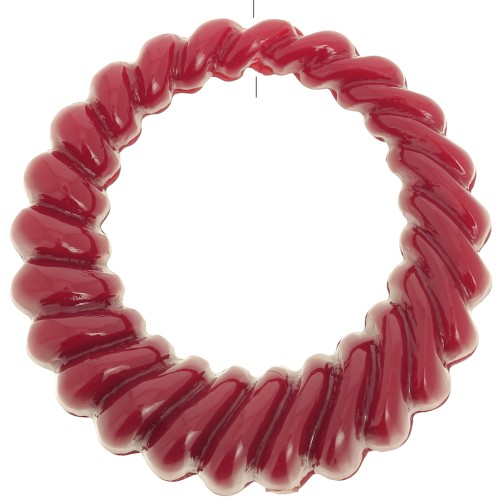 29mm Round hollow twisted pendant in opaque resin - Burgundy x1
