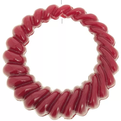 29mm Round hollow twisted pendant in opaque resin - Burgundy x1