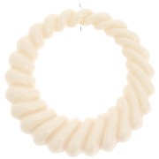 29mm Round hollow twisted pendant in opaque resin - Ecru x1|raw }}