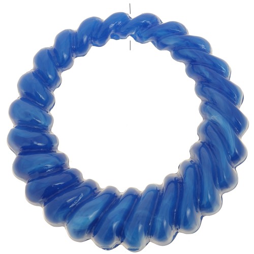 29mm Round hollow twisted pendant in opaque resin - Royal blue marbled x1