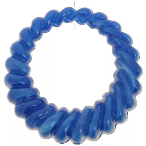 29mm Round hollow twisted pendant in opaque resin - Royal blue marbled x1