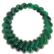 29mm Round hollow twisted pendant in opaque resin - Dark green marbled x1