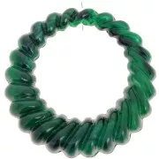 29mm Round hollow twisted pendant in opaque resin - Dark green marbled x1