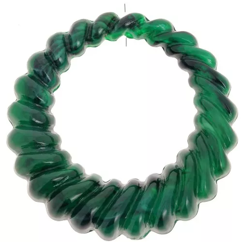 29mm Round hollow twisted pendant in opaque resin - Dark green marbled x1