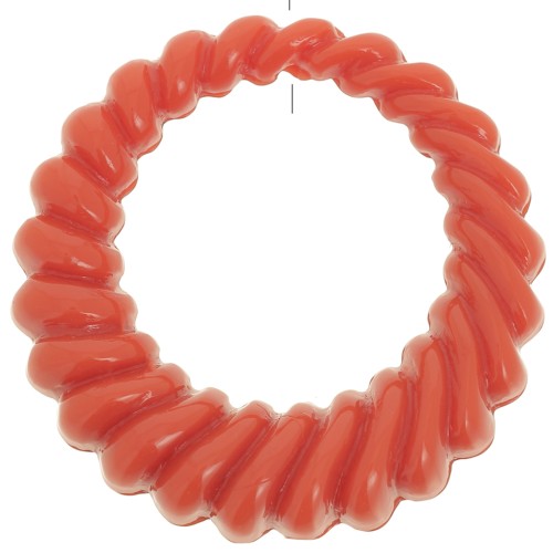 29mm Round hollow twisted pendant in opaque resin - Terracotta x1