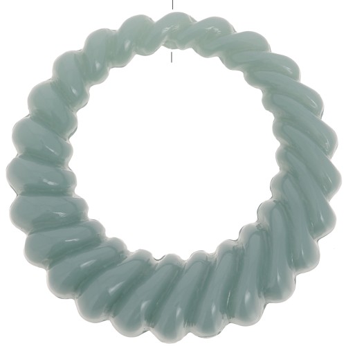 29mm Round hollow twisted pendant in opaque resin - Celadon x1