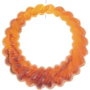 Round hollow twisted 29 mm translucent resin pendant - Apricot Marble x1