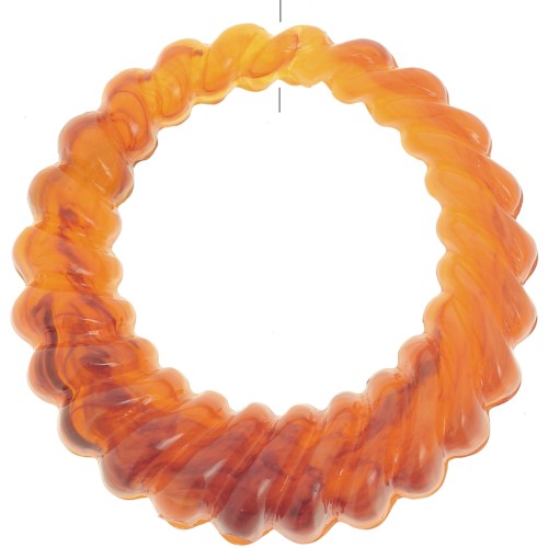 Round hollow twisted 29 mm translucent resin pendant - Apricot Marble x1