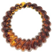 Round hollow twisted 29 mm translucent resin pendant - Marbled amber x1|raw }}