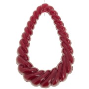 36x24.5mm Twisted hollow drop pendant in opaque resin - Burgundy x1|raw }}