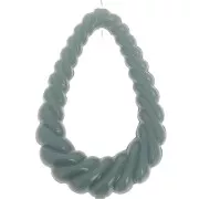 36x24.5mm Twisted hollow drop pendant in opaque resin - Celadon x1