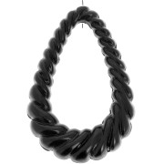 36x24.5mm Twisted hollow drop pendant in opaque resin - Black x1