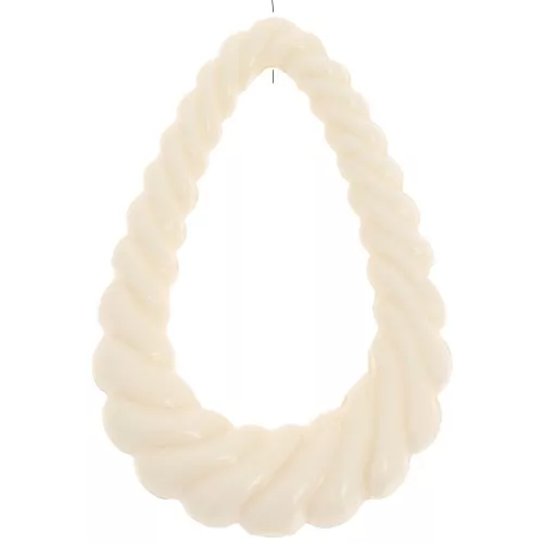 36x24.5mm Twisted hollow drop pendant in opaque resin - Ecru x1